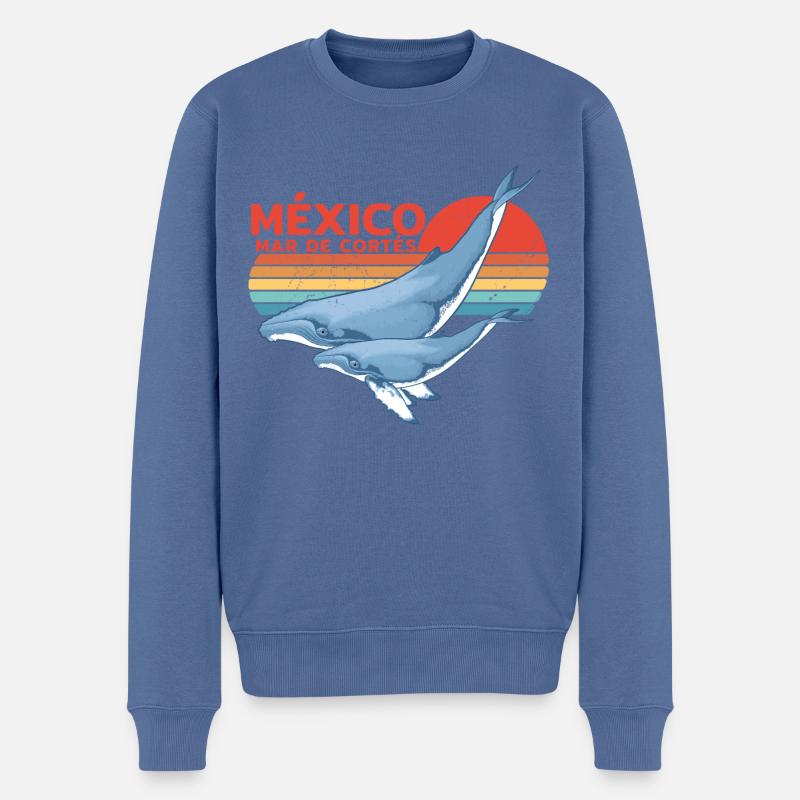 Buckelwale Mexiko - Männer Premium Bio Pullover - Taubenblau