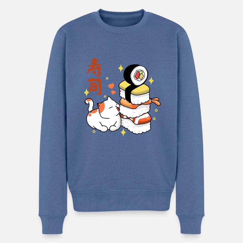Sushi-Liebhaber - Männer Premium Bio Pullover - Taubenblau