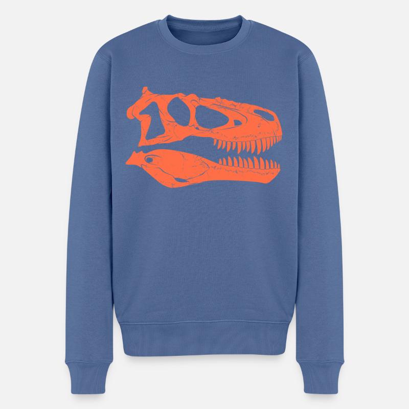 Daspletosaurus Fossilschädel - Männer Premium Bio Pullover - Taubenblau