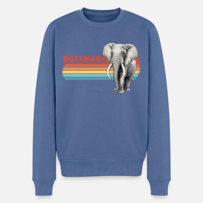 Eléphant Botswana - Pull Premium bio Homme - bleu pigeon