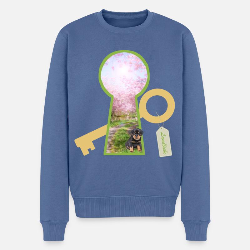 landliebe mit hund - Männer Premium Bio Pullover - Taubenblau