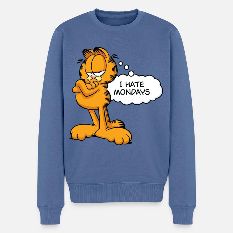 Garfield Ich Hasse Montage - Männer Premium Bio Pullover - Taubenblau