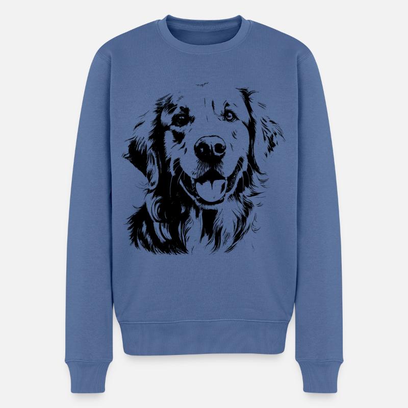 Golden Retriever - Männer Premium Bio Pullover - Taubenblau