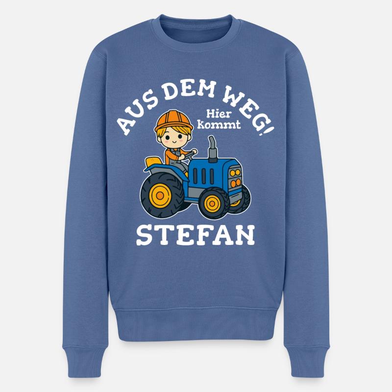 Stefan Vorname Traktor - Männer Premium Bio Pullover - Taubenblau