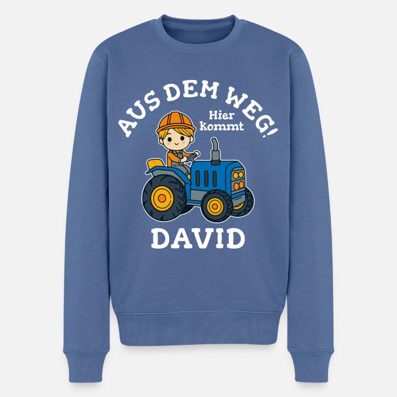 David Vorname Traktor - Männer Premium Bio Pullover - Taubenblau