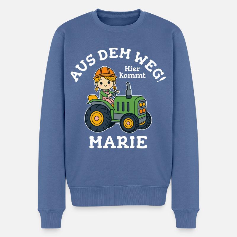 Marie Name Traktor - Männer Premium Bio Pullover - Taubenblau