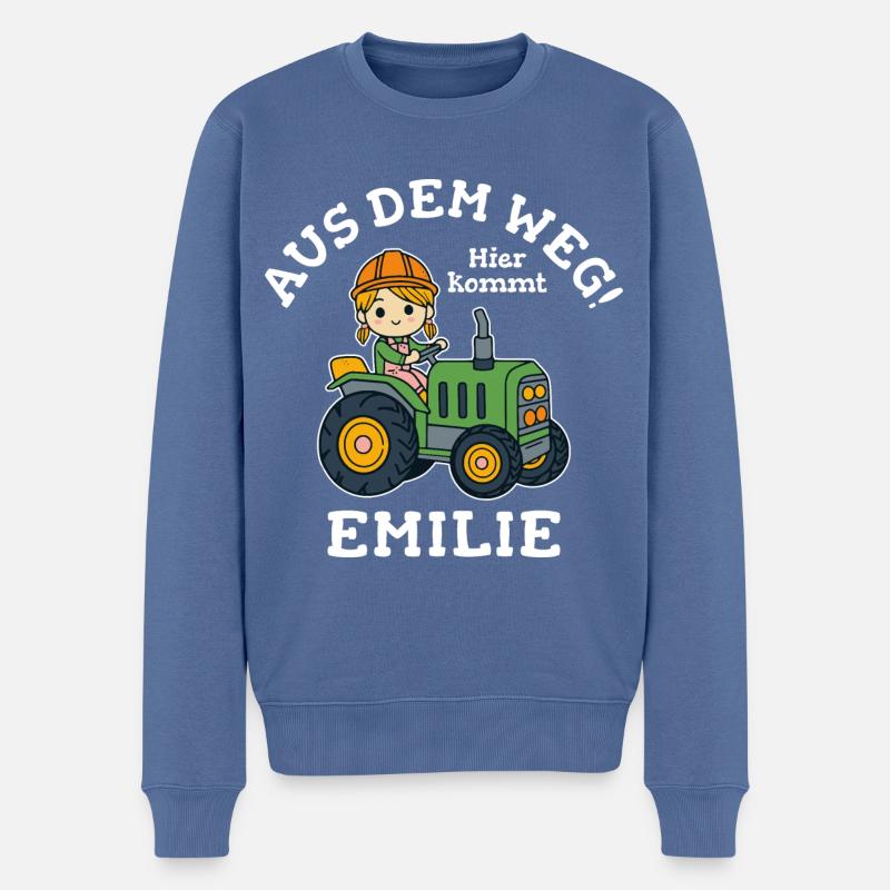 Emilie Name Traktor - Männer Premium Bio Pullover - Taubenblau