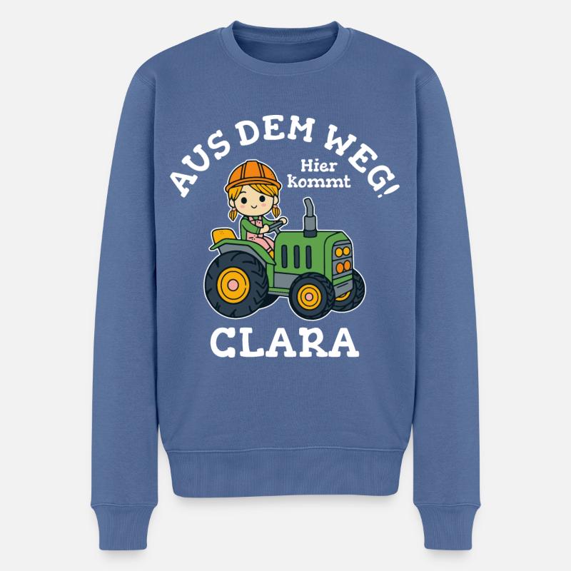 Clara Name Traktor - Männer Premium Bio Pullover - Taubenblau