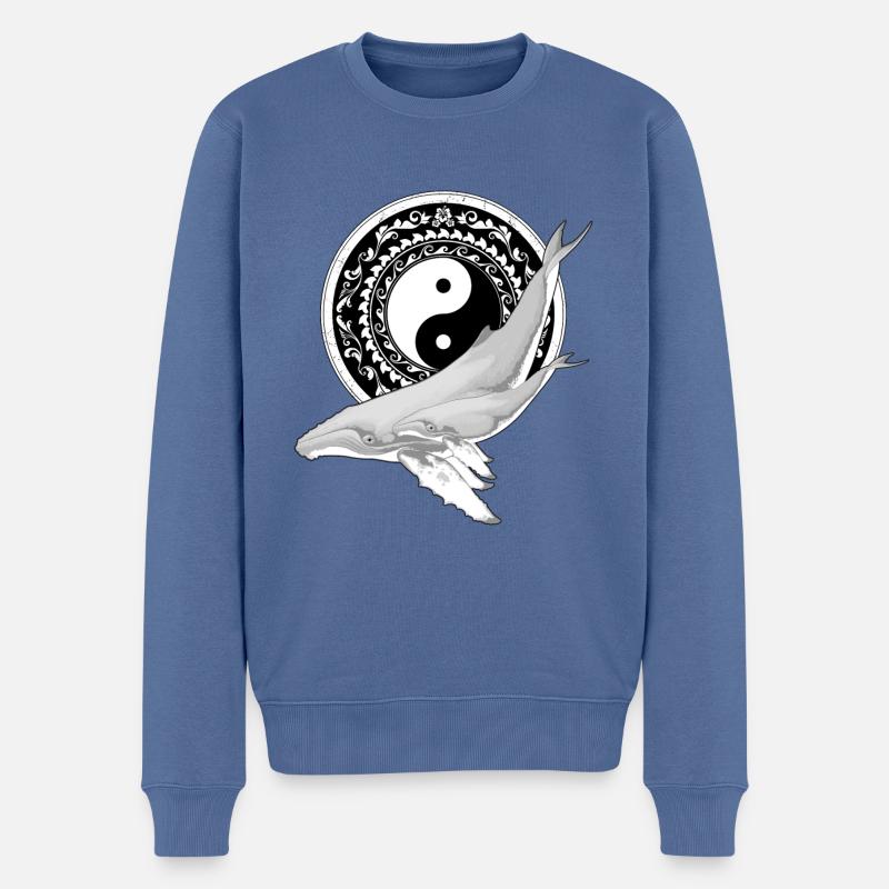 Yin Yang Buckelwale - Männer Premium Bio Pullover - Taubenblau