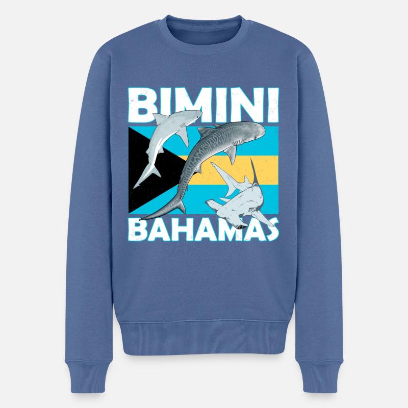 Bimini Bahamas Flagge - Männer Premium Bio Pullover - Taubenblau