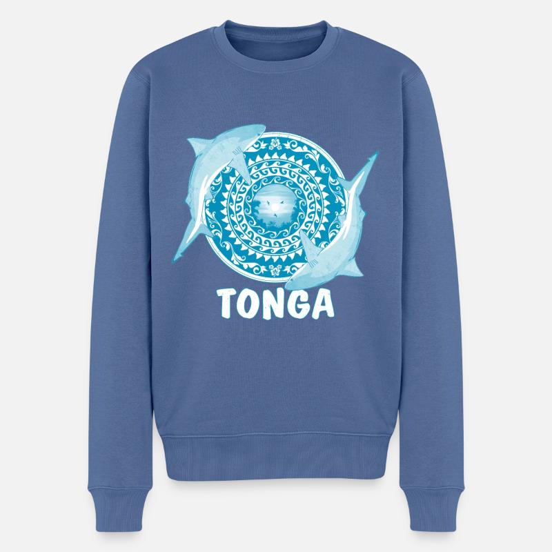 Requin bouledogue des Tonga - Pull Premium bio Homme - bleu pigeon