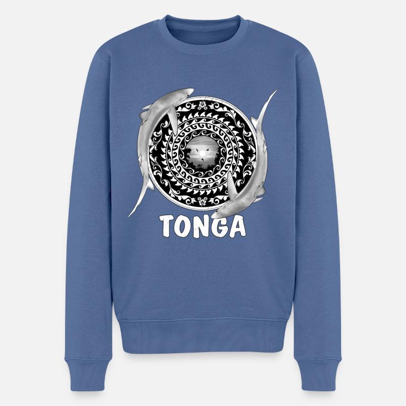 Tonga Blauhaie - Männer Premium Bio Pullover - Taubenblau