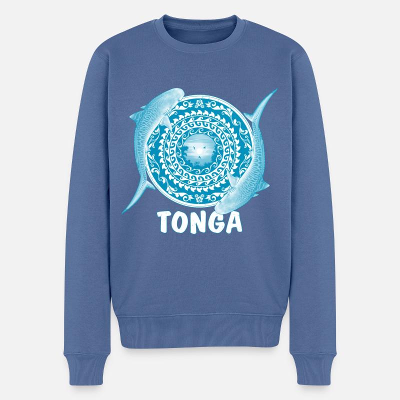 Tonga Tigerhai - Männer Premium Bio Pullover - Taubenblau