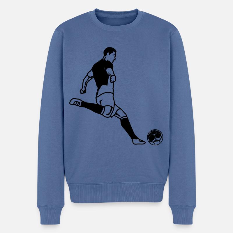 Fussball spieler Silhouette Fussballer - Männer Premium Bio Pullover - Taubenblau
