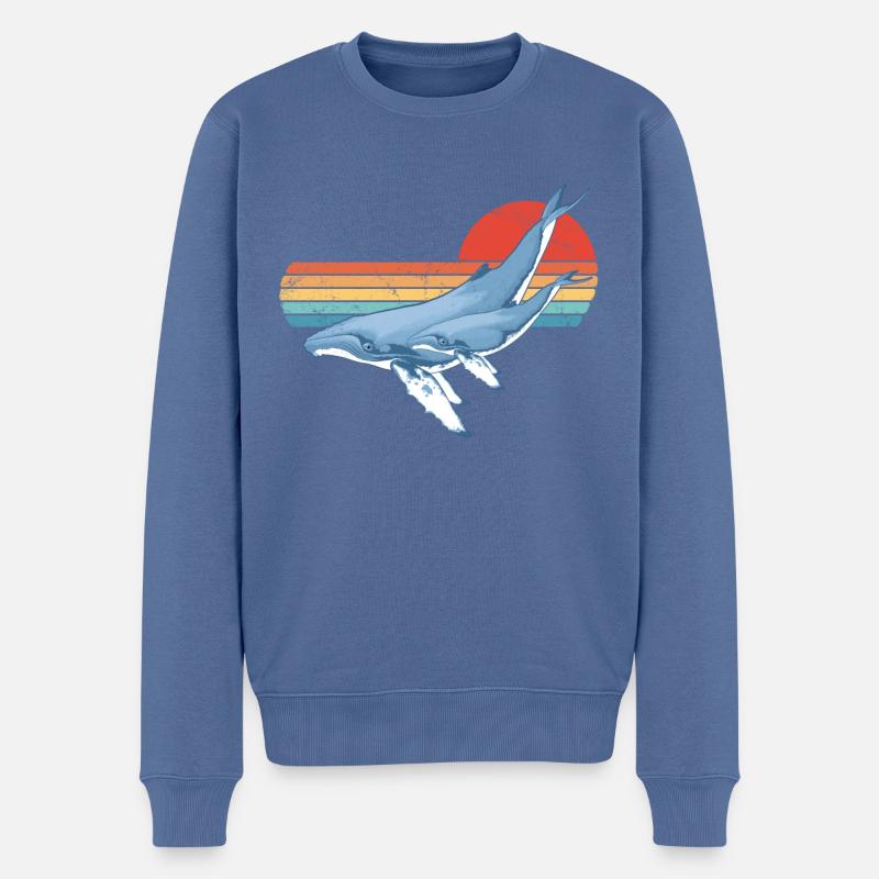 Buckelwale - Männer Premium Bio Pullover - Taubenblau