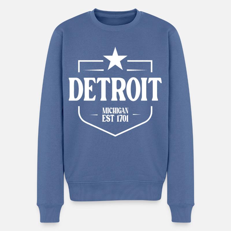 Detroit - Pull Premium bio Homme - bleu pigeon