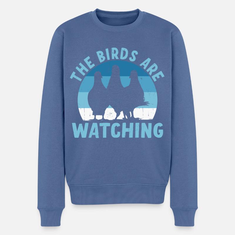 Les oiseaux observent - Pull Premium bio Homme - bleu pigeon