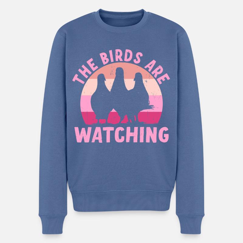 Les oiseaux observent - Pull Premium bio Homme - bleu pigeon
