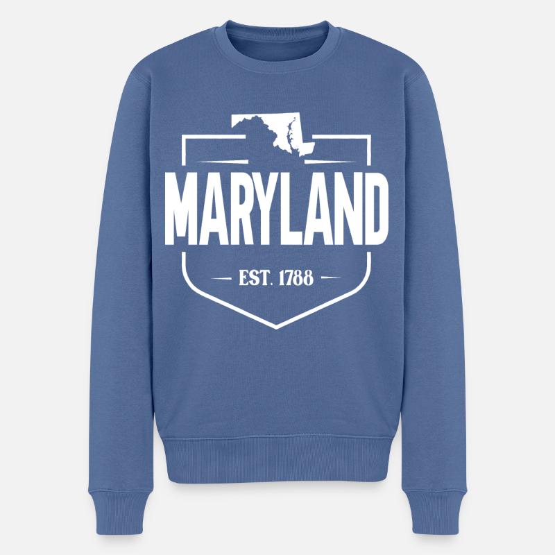 Maryland - Männer Premium Bio Pullover - Taubenblau