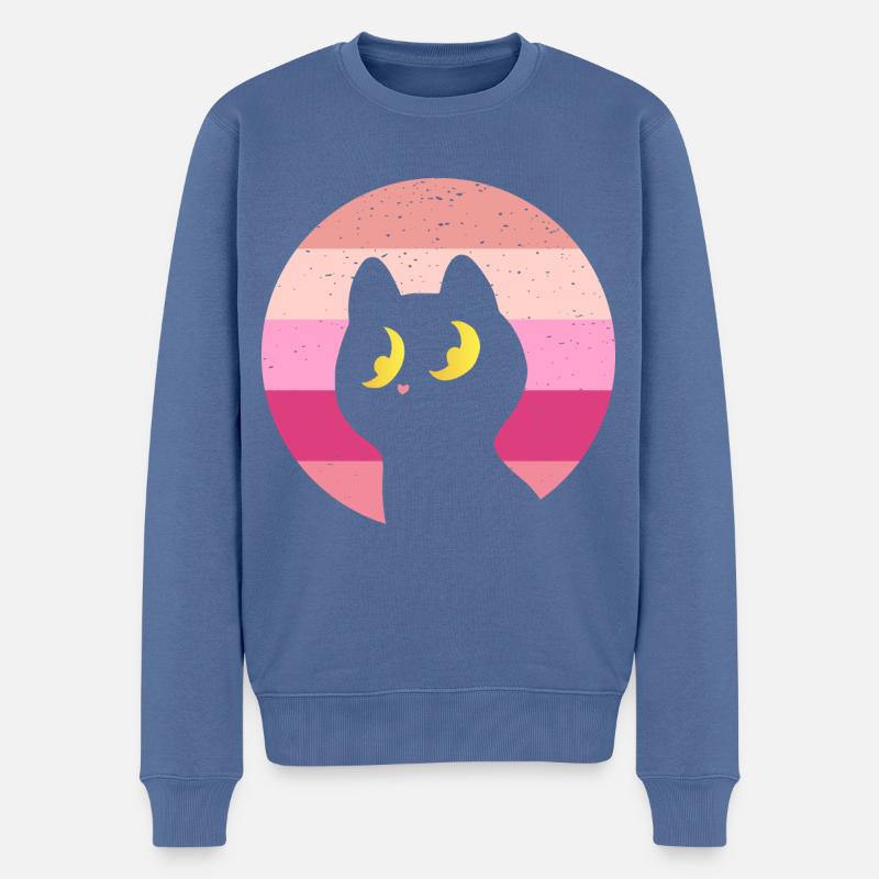 Chat Rétro - Pull Premium bio Homme - bleu pigeon