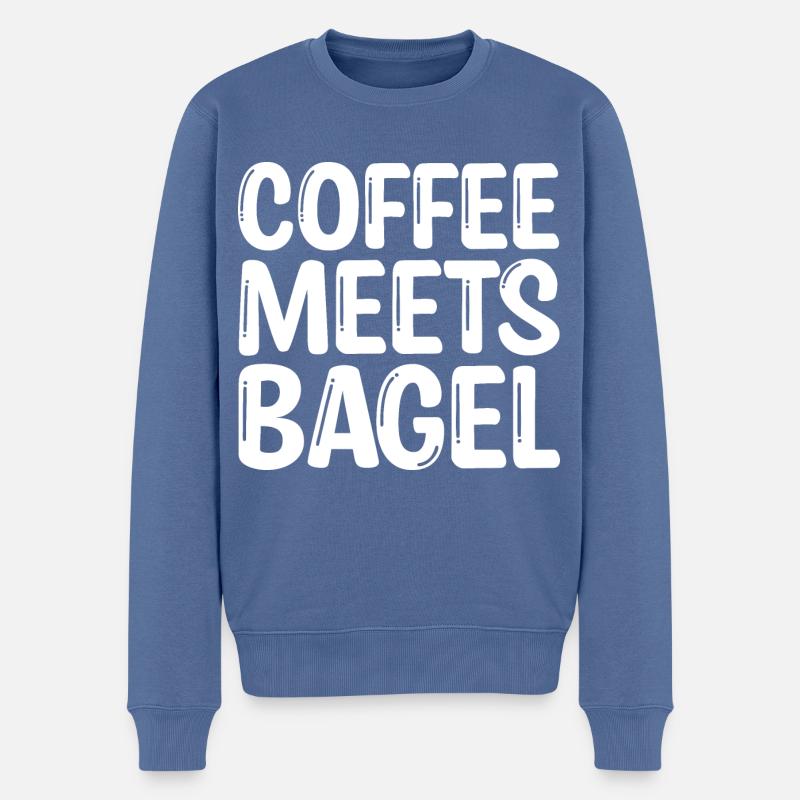 Le café rencontre Bagel - Pull Premium bio Homme - bleu pigeon