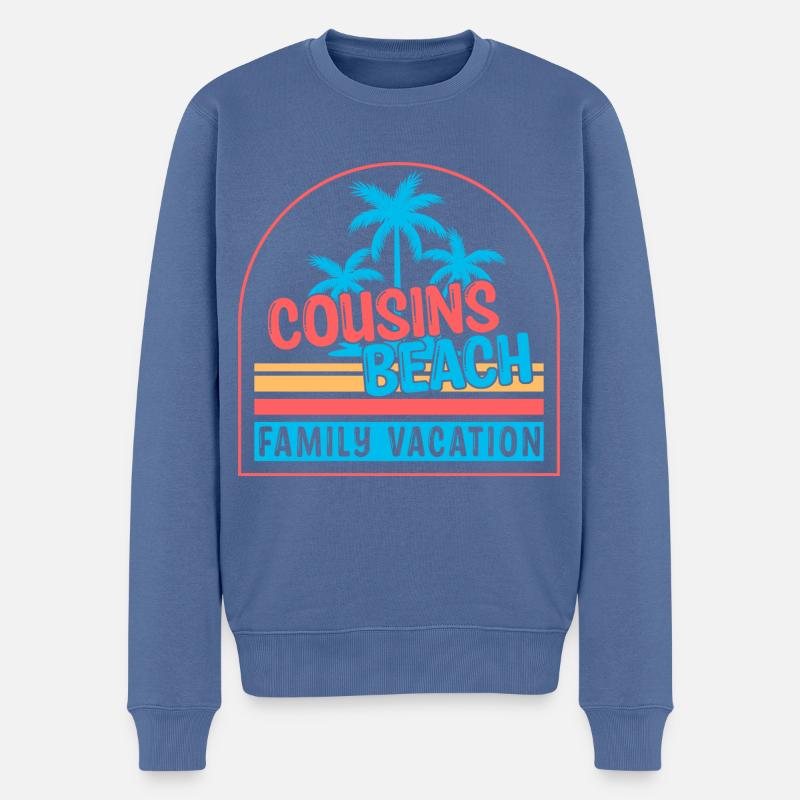 Plage de Cousins - Pull Premium bio Homme - bleu pigeon