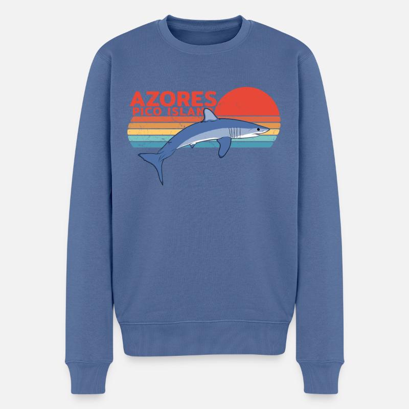 Makohai Azoren Pico Island - Männer Premium Bio Pullover - Taubenblau