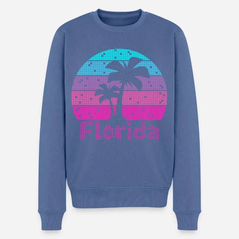 8bit Retro Florida Urlaub - Männer Premium Bio Pullover - Taubenblau
