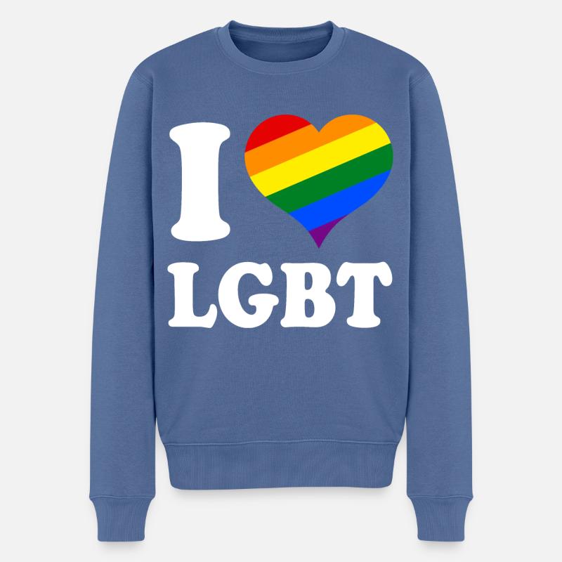 J’aime les LGBT - Pull Premium bio Homme - bleu pigeon