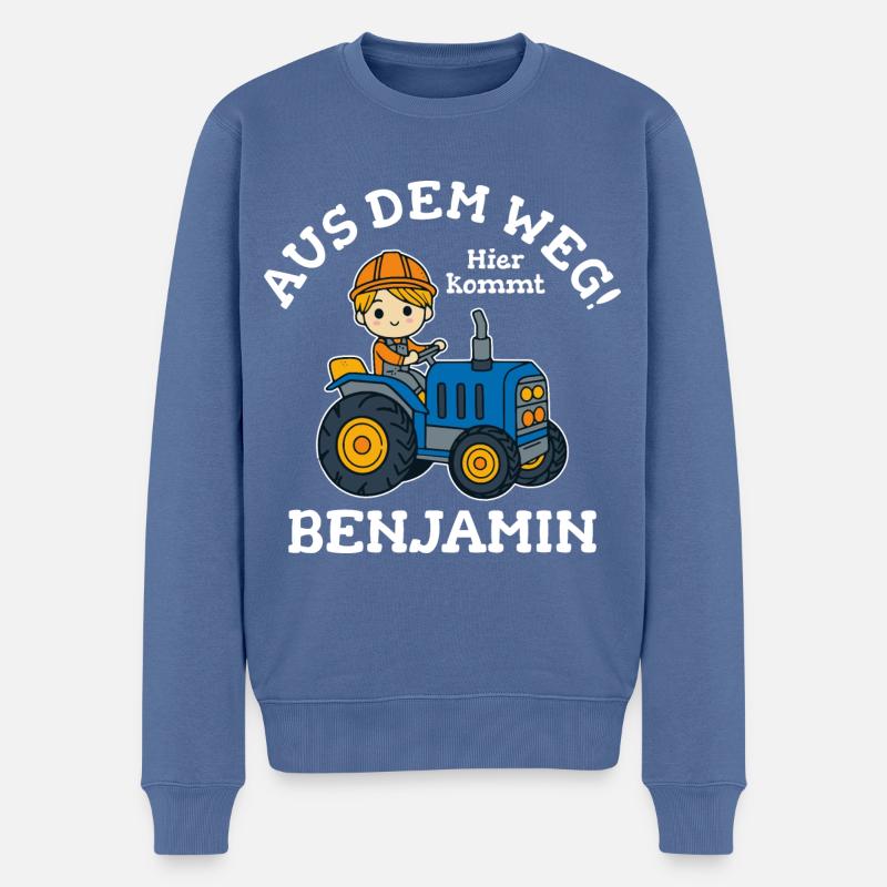 Benjamin Vorname Traktor - Männer Premium Bio Pullover - Taubenblau