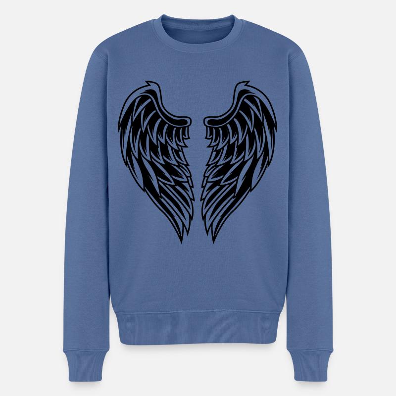 Flügel Symbol Engel - Männer Premium Bio Pullover - Taubenblau