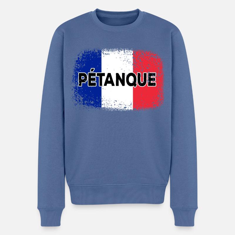 Pétanque Français Drapeau Boule Joueur Drapeau - Pull Premium bio Homme - bleu pigeon