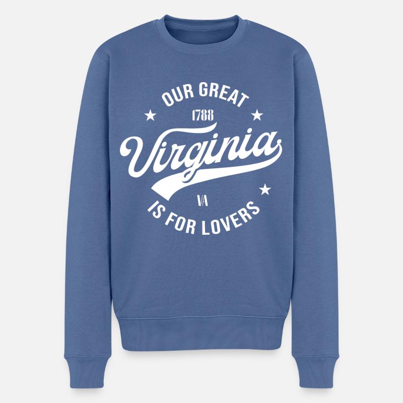 Virginia - Männer Premium Bio Pullover - Taubenblau