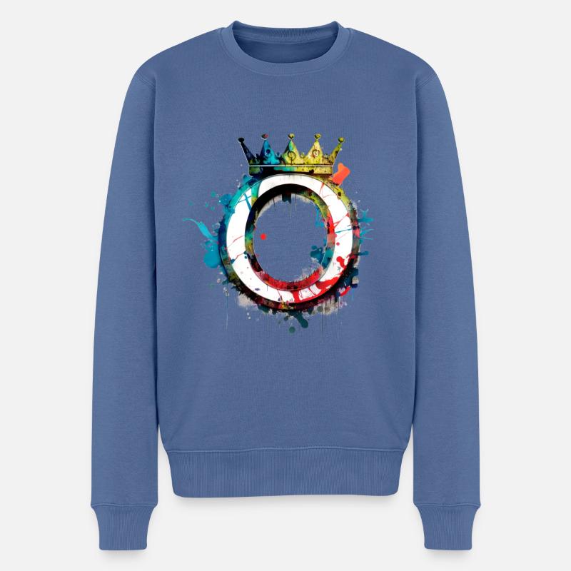 Graffiti Buchstabe O mit 👑 - Männer Premium Bio Pullover - Taubenblau