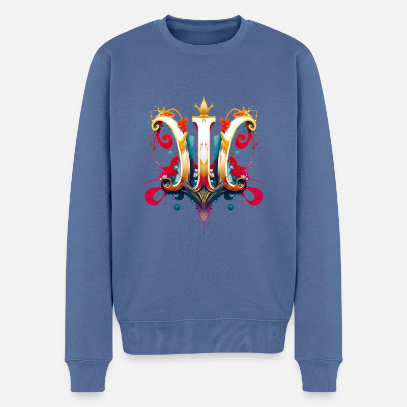 Buchstabe W in Graffiti Style - Männer Premium Bio Pullover - Taubenblau