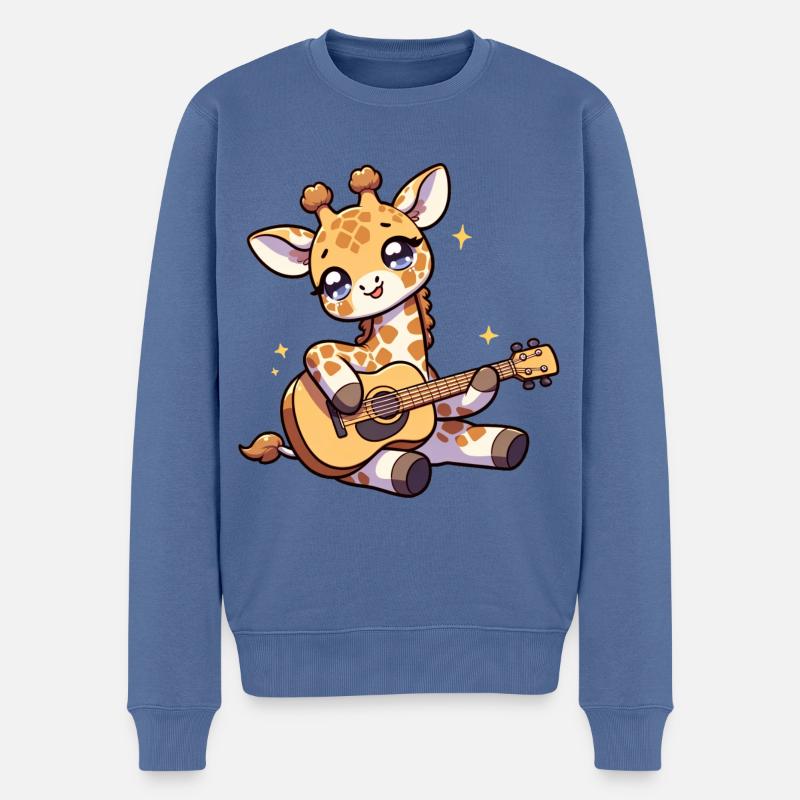 Giraffe Gitarre spielen Giraffe Gitarre Wiegenlied - Männer Premium Bio Pullover - Taubenblau