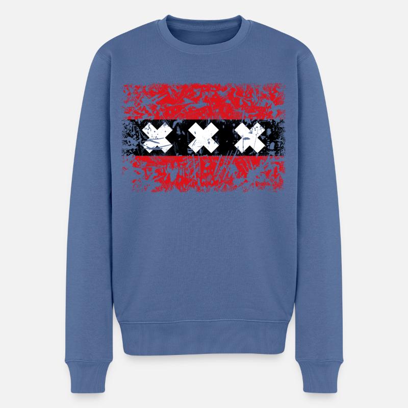 amsterdam - Männer Premium Bio Pullover - Taubenblau