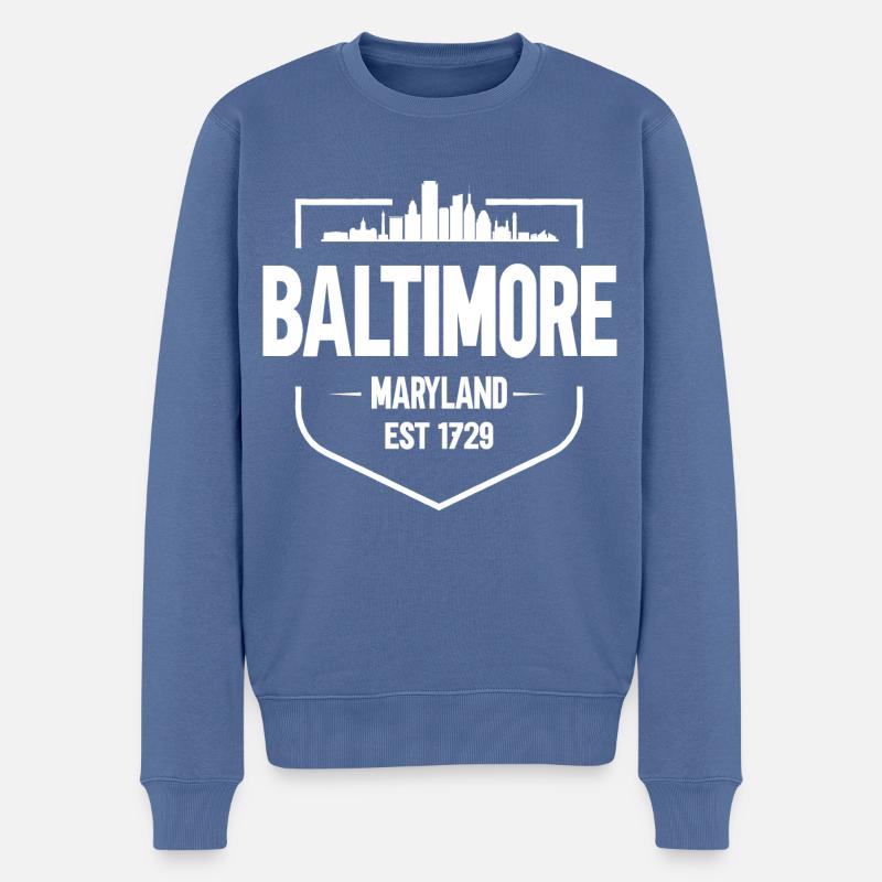 Baltimore - Männer Premium Bio Pullover - Taubenblau