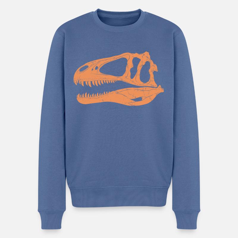 Acrocanthosaurus Fossilschädel - Männer Premium Bio Pullover - Taubenblau