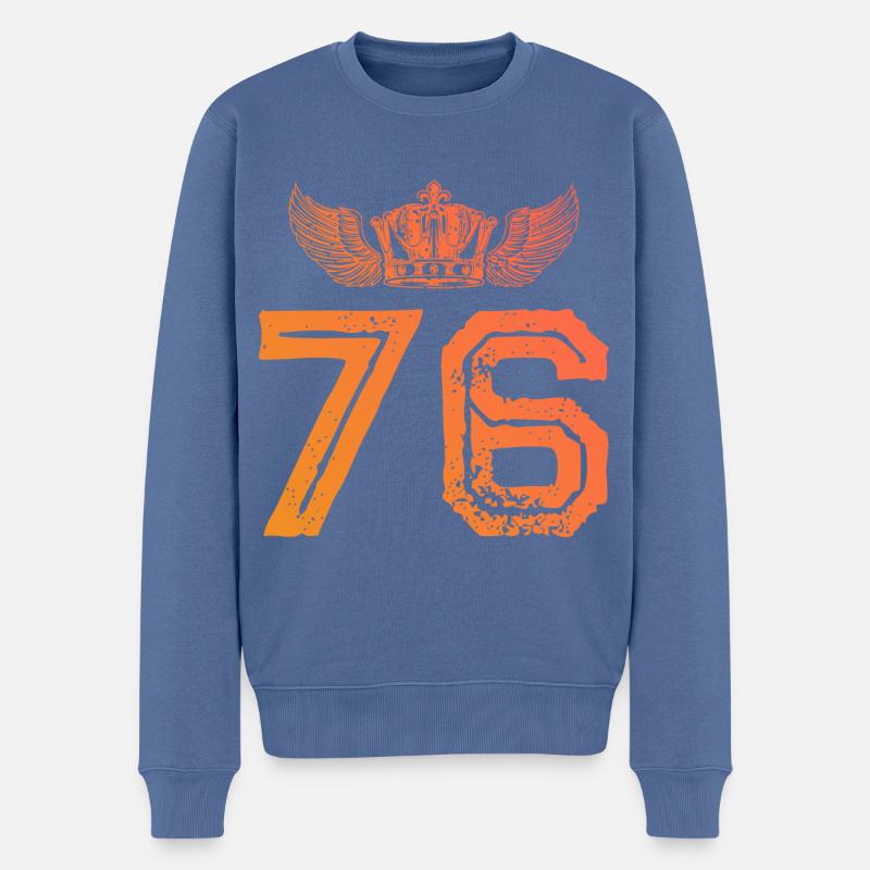 76 Couronne numérique - Pull Premium bio Homme - bleu pigeon