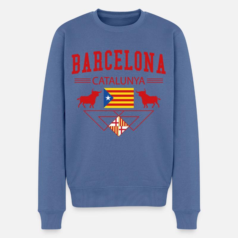 Barcelone - Pull Premium bio Homme - bleu pigeon