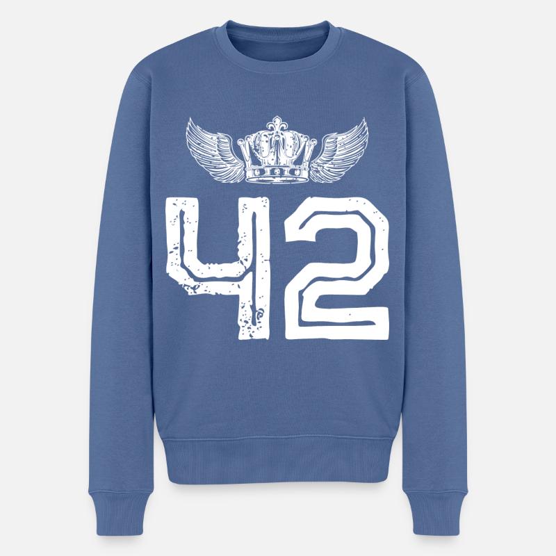 42 Couronne numérique - Pull Premium bio Homme - bleu pigeon