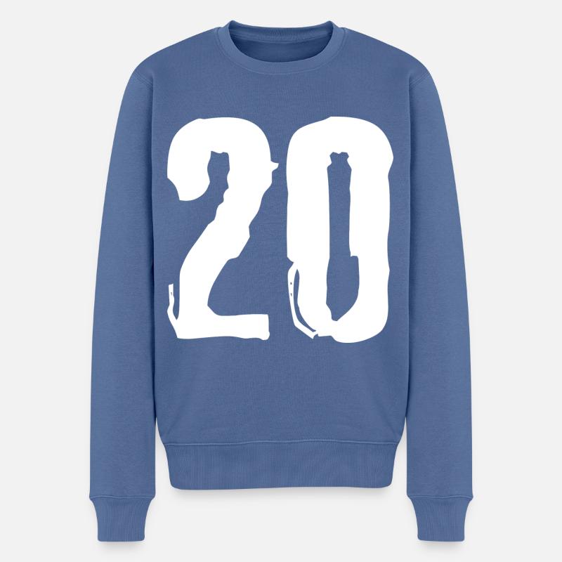 20 Zahl Trikot - Männer Premium Bio Pullover - Taubenblau