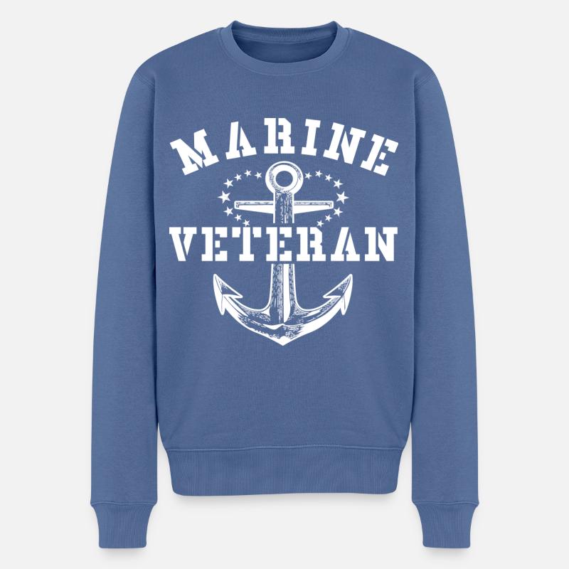 Marine Veteran - Männer Premium Bio Pullover - Taubenblau