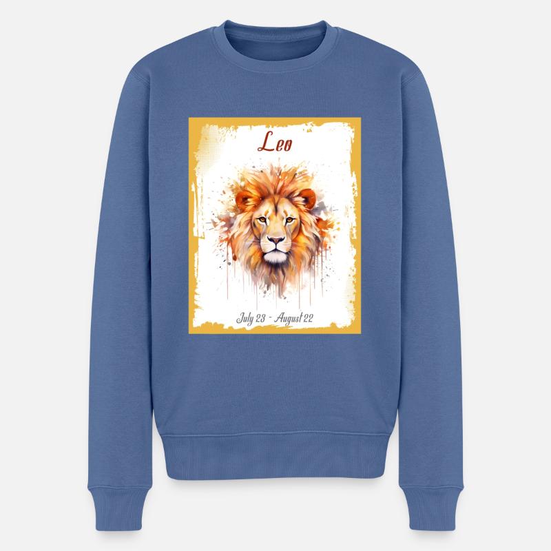 Sternzeichen in Aquarell: Löwe der Löwe - Männer Premium Bio Pullover - Taubenblau