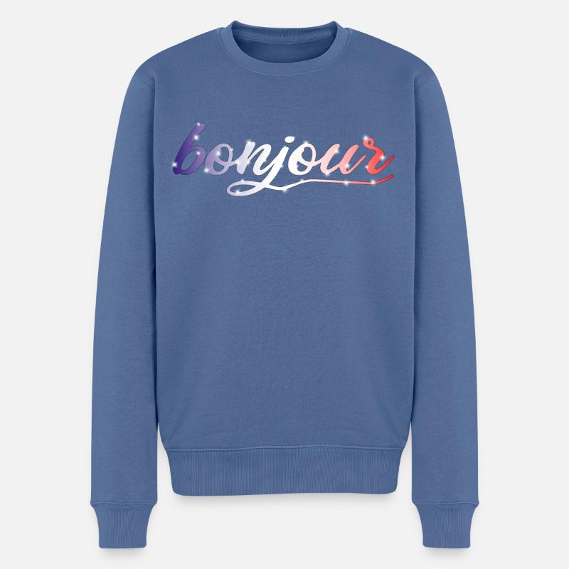 Bonjour - Männer Premium Bio Pullover - Taubenblau
