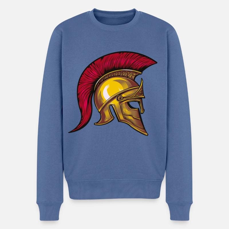 spartaner helm symbol - Männer Premium Bio Pullover - Taubenblau
