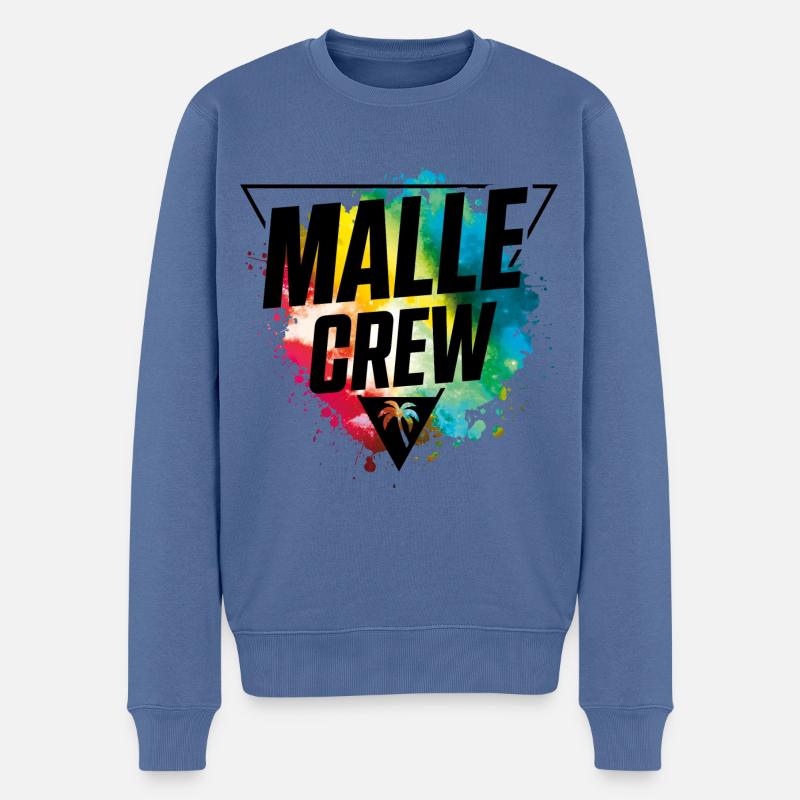 malle crew bunt klecks - Männer Premium Bio Pullover - Taubenblau