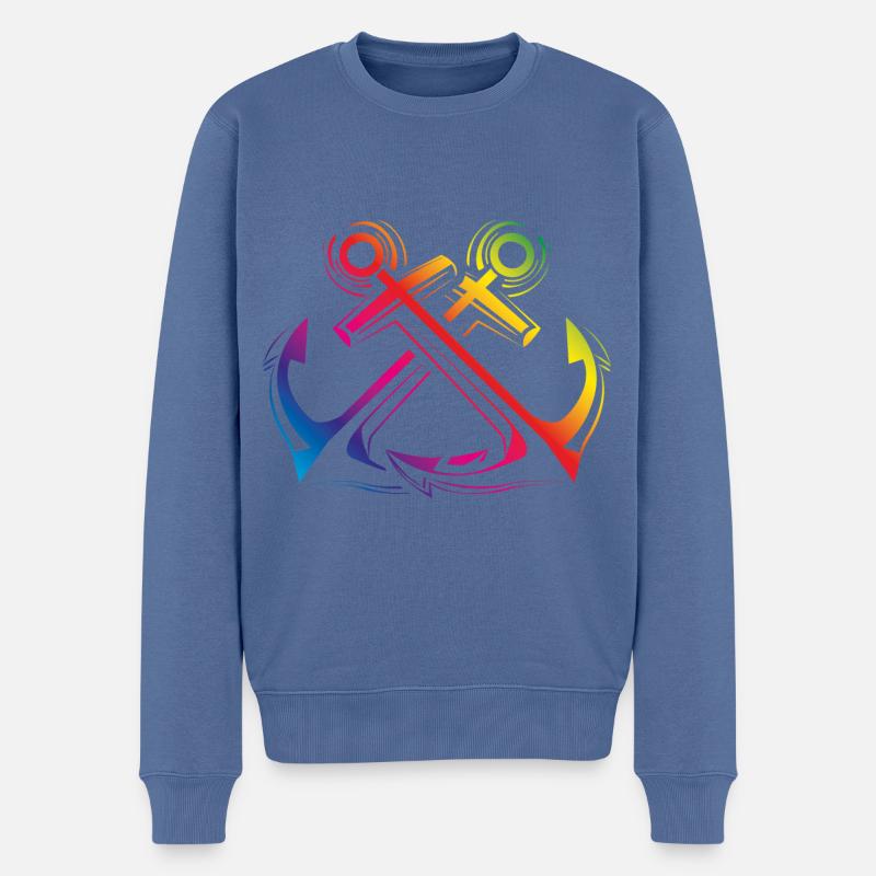 anker symbol bunt - Männer Premium Bio Pullover - Taubenblau