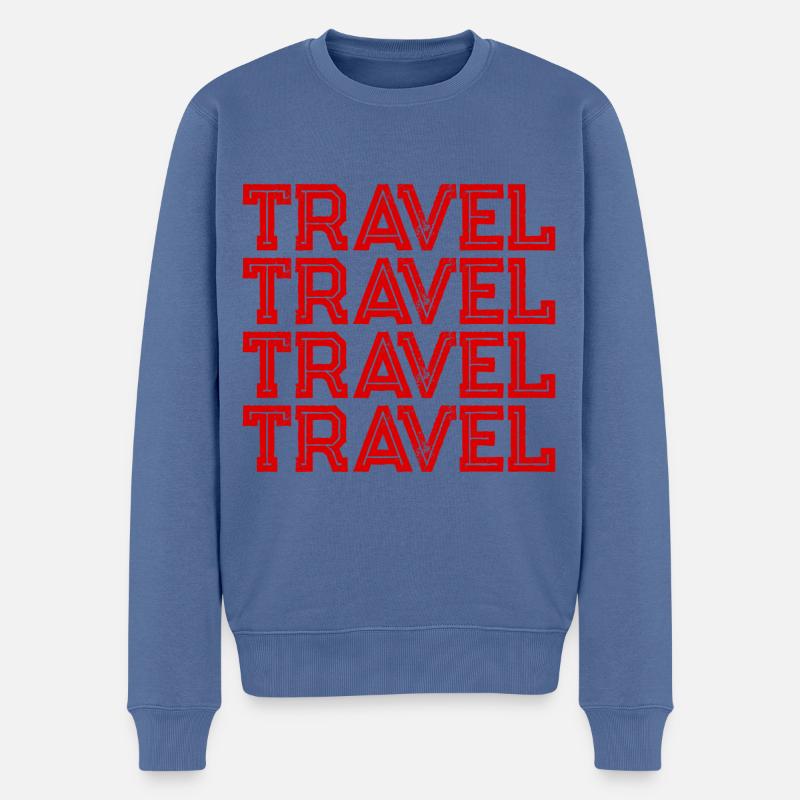 Voyage vacances voyage - Pull Premium bio Homme - bleu pigeon